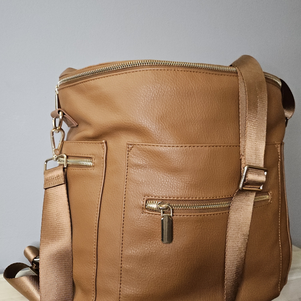 Tan Faux Leather Baby Bag